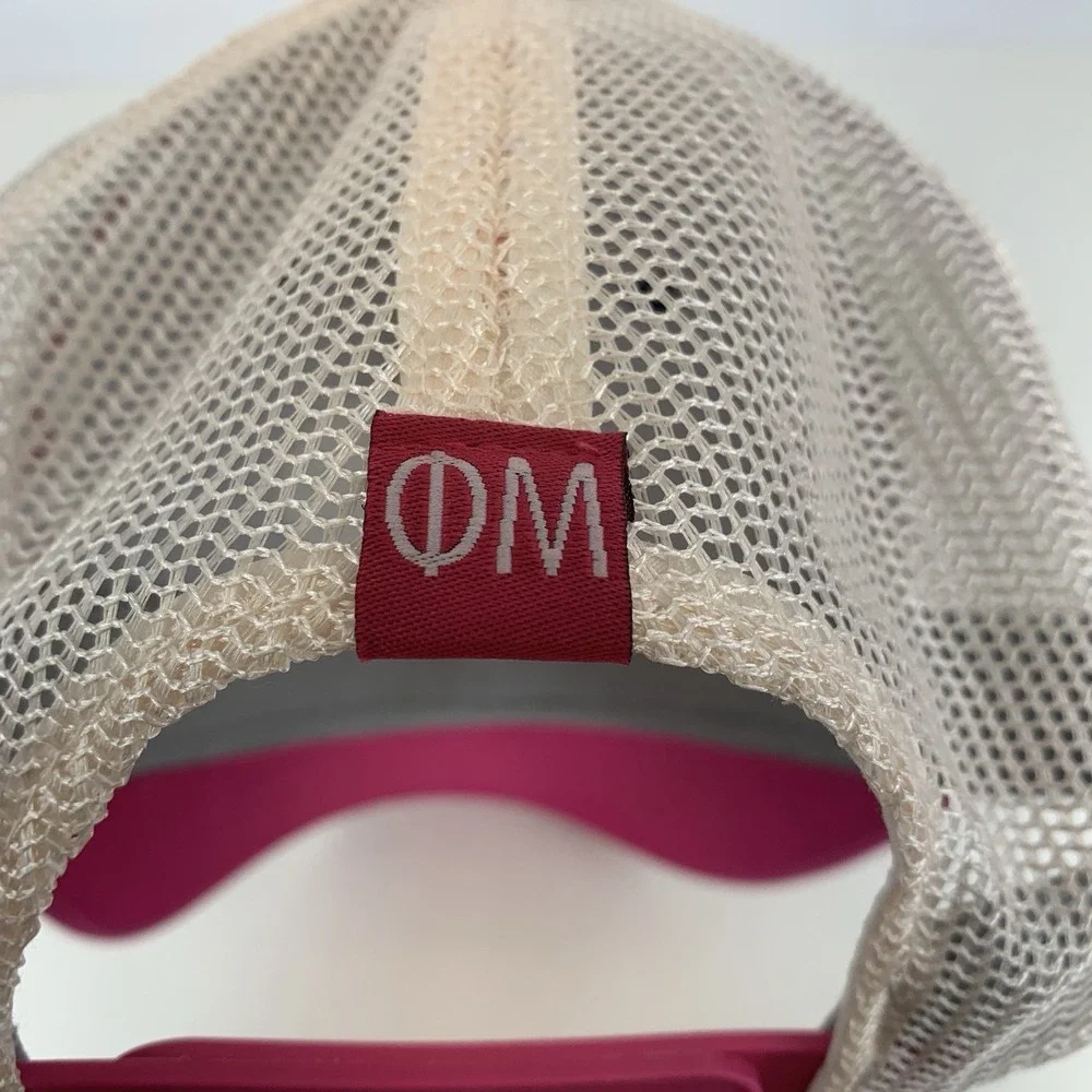 Phi Mu Hat ΦM Pink Blue Cream Mesh Adjustable Snap OSFM Pie Headwear Trucker Cap